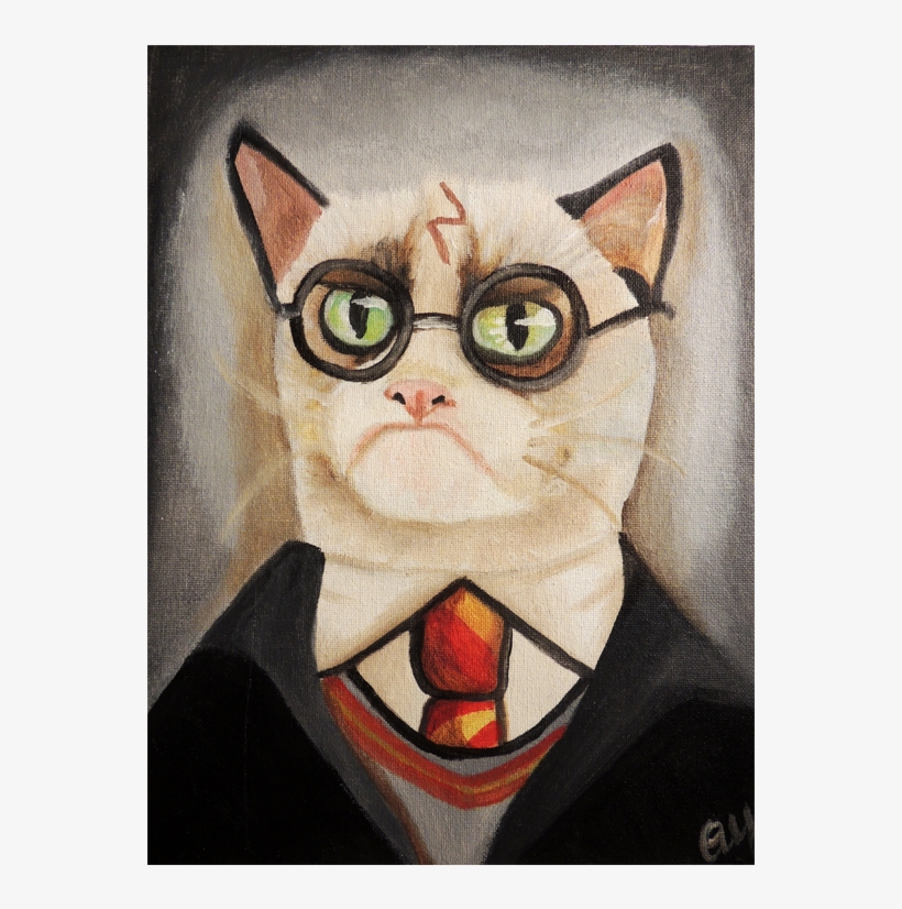 Grumpy Potter Print 11″ X 14″ - Black Cat, transparent png