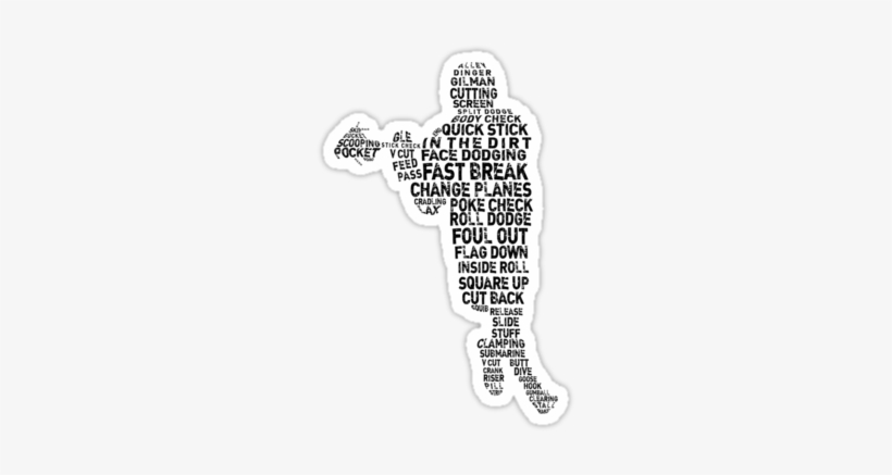 "lacrosse Player, Typographic Design" Stickers By Gamefacegear - Lacrosse Terminology Postcards (package Of 8), transparent png