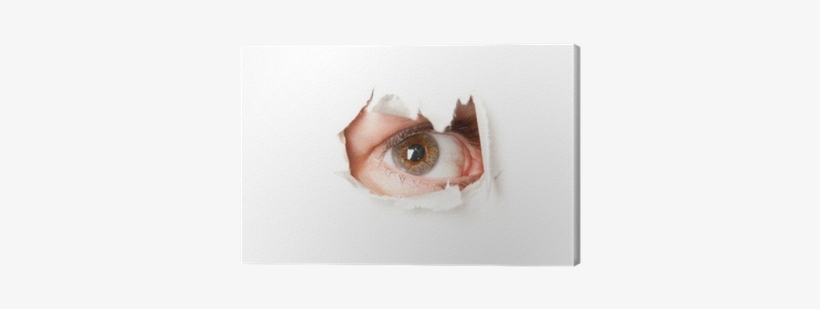 Eye Looking Through A Hole In A Paper Canvas Print - Still Life, transparent png