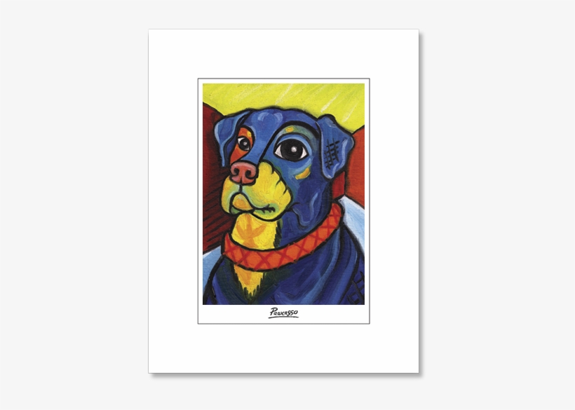 Rottweiler Pawcasso Matted Print - Dobermann, transparent png
