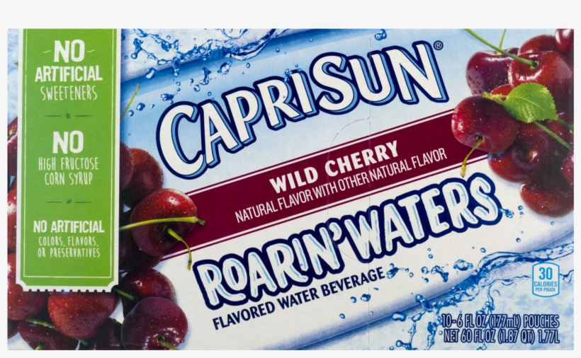 Capri Sun Roarin' Waters Flavored Water, Wild Cherry, - Capri Sun Roarin' Flavored Water, Berry - 10 Pack,, transparent png