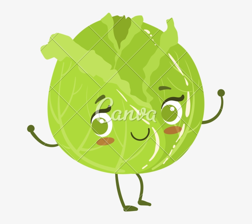 Kawaii Icons By Canva - Cute Cabbage Cartoon, transparent png