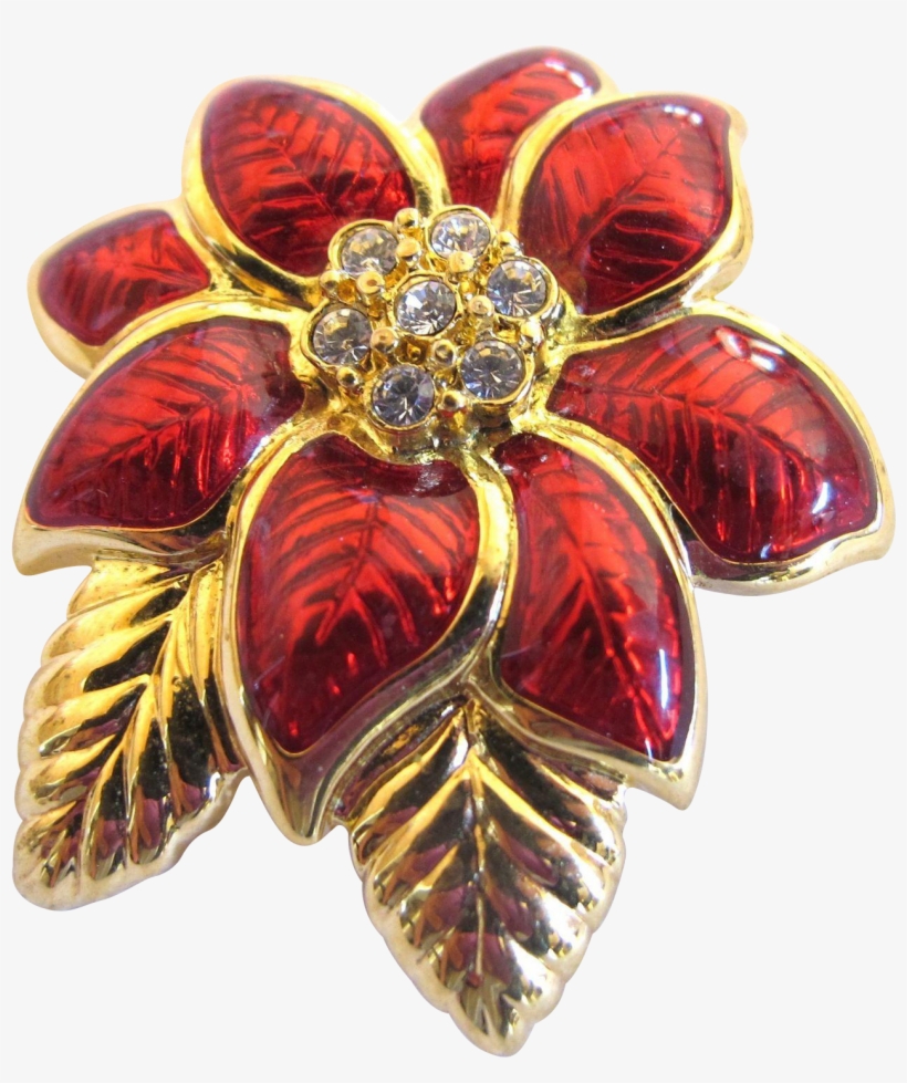 Monet Poinsettia Holiday Brooch - Brooch, transparent png