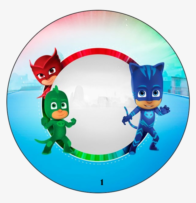40 Adesivos Personalizados Redondo Pj Masks - Heroes En Pijamas Invitaciones - 800x819 PNG