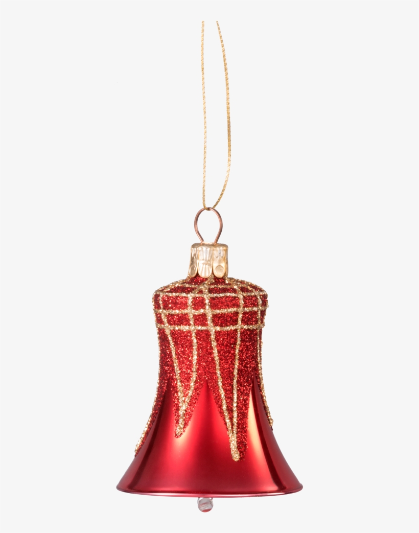Glass Ornament Red Bell With Glitter Roof - Christmas Ornament, transparent png