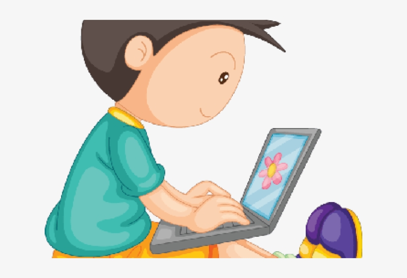 Laptop Clipart Boy - Boy With Laptop, transparent png