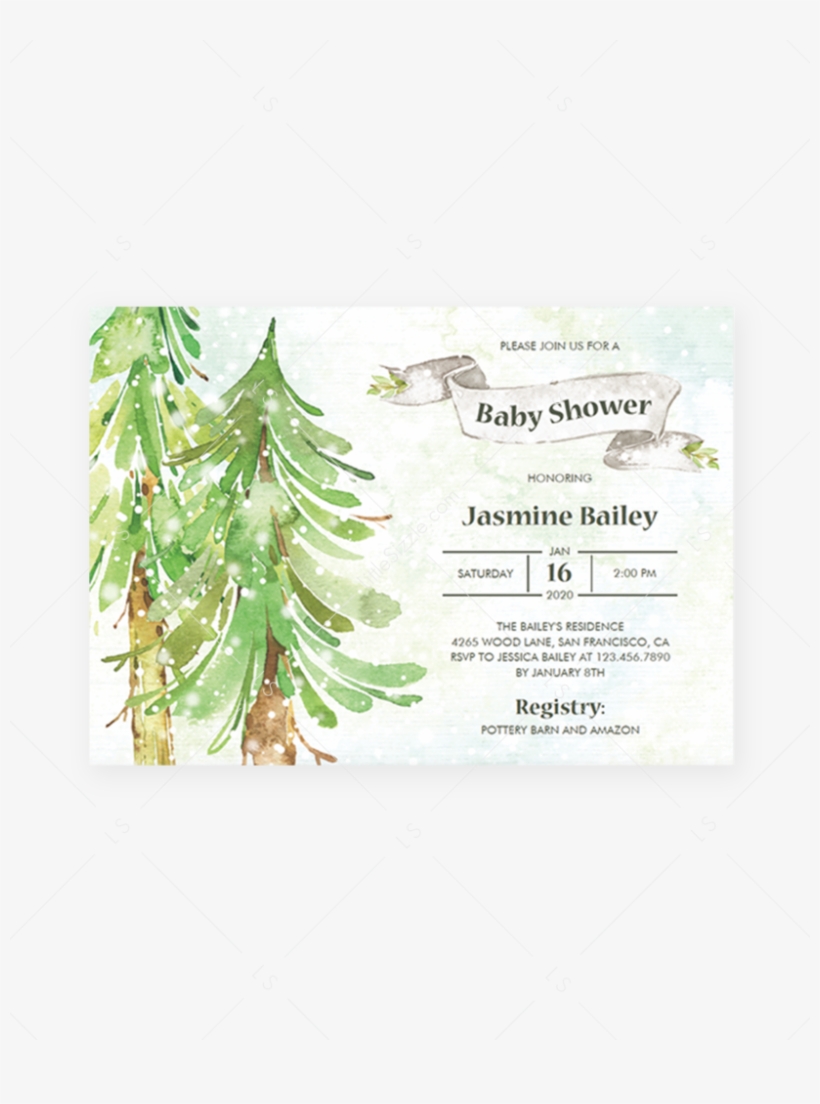 Winter Forest Baby Shower Invitation Gender Neutral - Baby Shower, transparent png