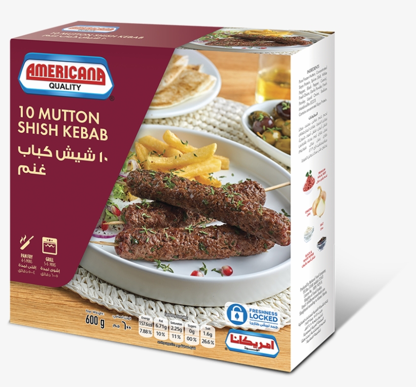 361602 Americana Mutton Shish Kabab 600g New Pack Design - Americana Group, transparent png