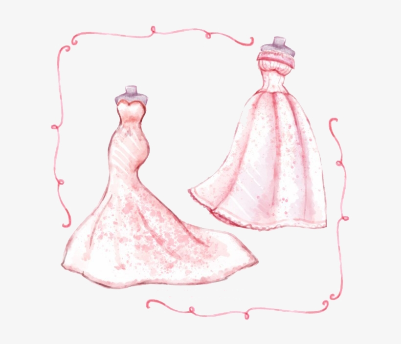 Bride Painting Transprent Png Free Download Pink - Wedding Dress, transparent png
