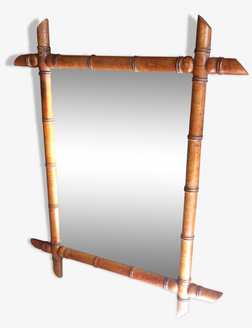 Old Mirror Wood Frame Imitation Bamboo 1900 65x55cm - Mirror, transparent png
