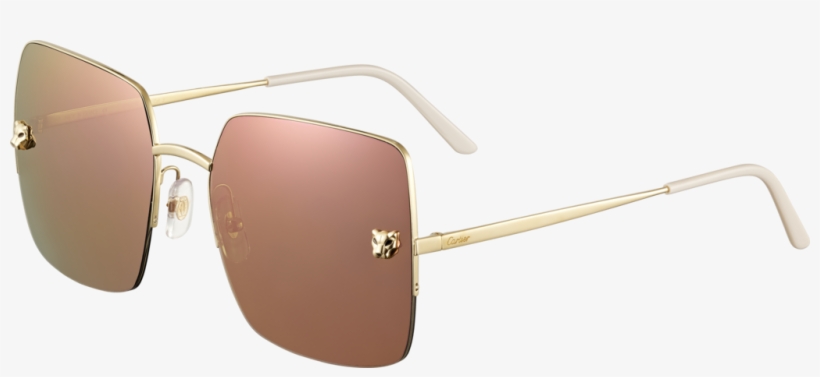 Panthère De Cartier Sunglasseschampagne Golden Finish - Sunglasses, transparent png