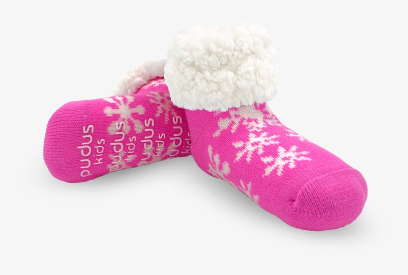 Pink Snowflake - Kids - Pudus Slipper Socks, transparent png