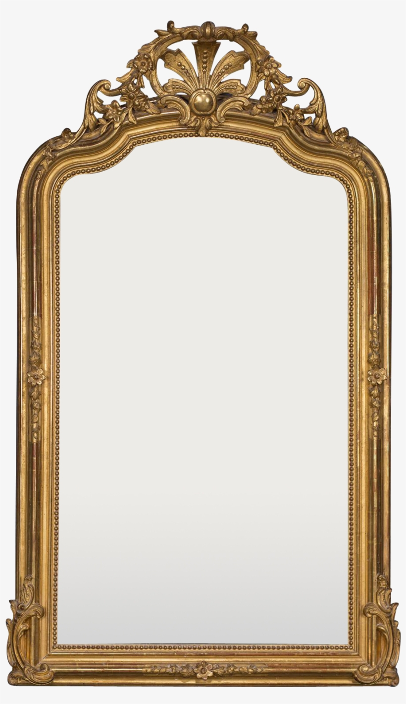 Antique French Régence Style Gold Leaf Mirror Circa, transparent png