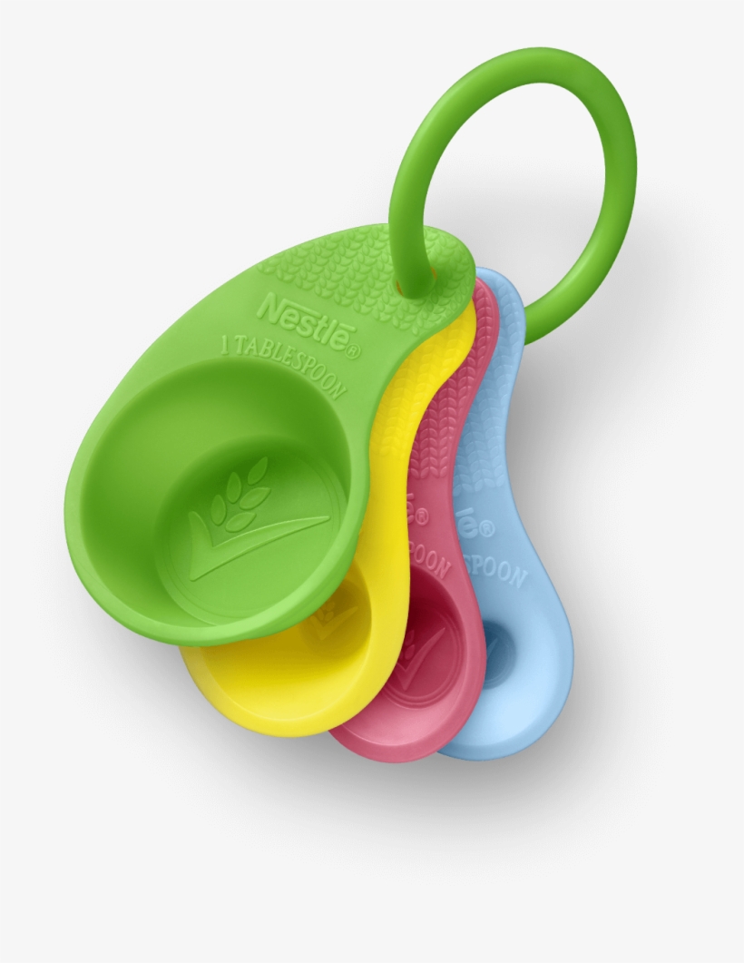 Four Nestlé Cereals Measuring Spoons In Different Sizes - Plastic, transparent png