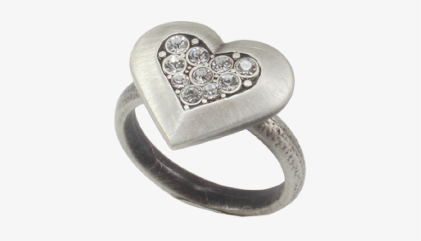 Danon Heart Ring Set With Crystals - Danon Silver Pewter Swarovski Studded Ring R1072, transparent png