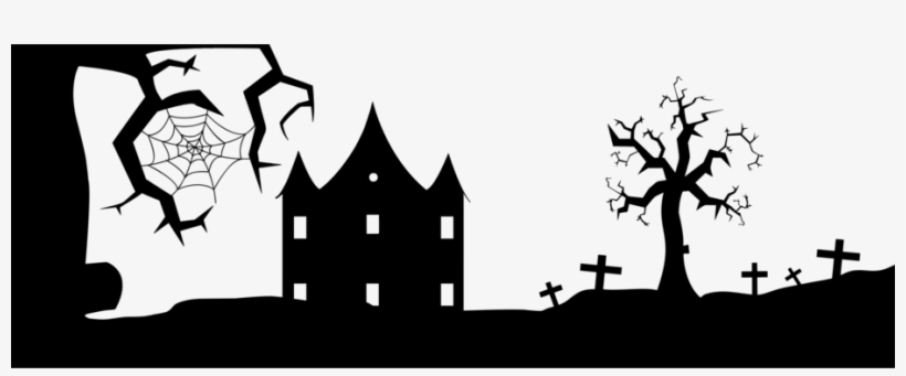 Silhouette Cartoon Black And White Visual Arts Landscape - Silhouette Halloween Clip Art, transparent png