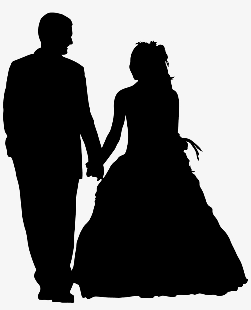 Married Couple Black Silhouette - Silueta De Recien Casados, transparent png