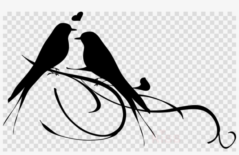 Love Bird On Branch Silhouette Clipart Lovebird Clip - Bird On Brabch Silhouette, transparent png