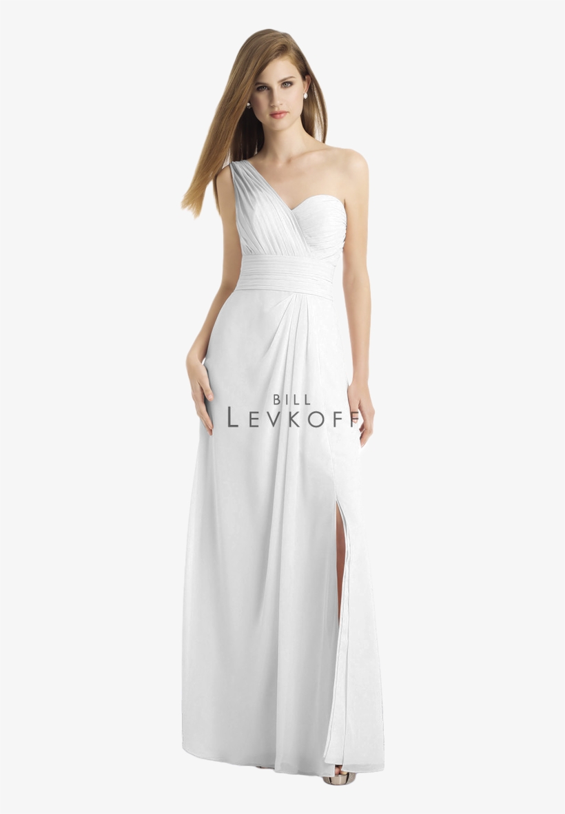 Bill Levkoff 749 Chiffon Gown With One Wide Shoulder - Bridesmaid, transparent png