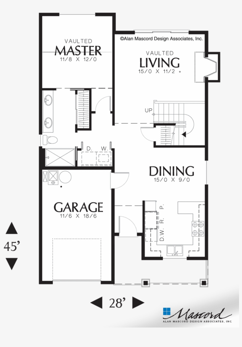 Main Floor Plan Of Mascord Plan - Planos De Casas En Esquina, transparent png
