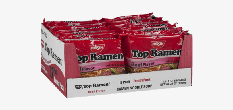Nissin Top Ramen Beef Flavour Ramen Noodle Soup 90ml, transparent png
