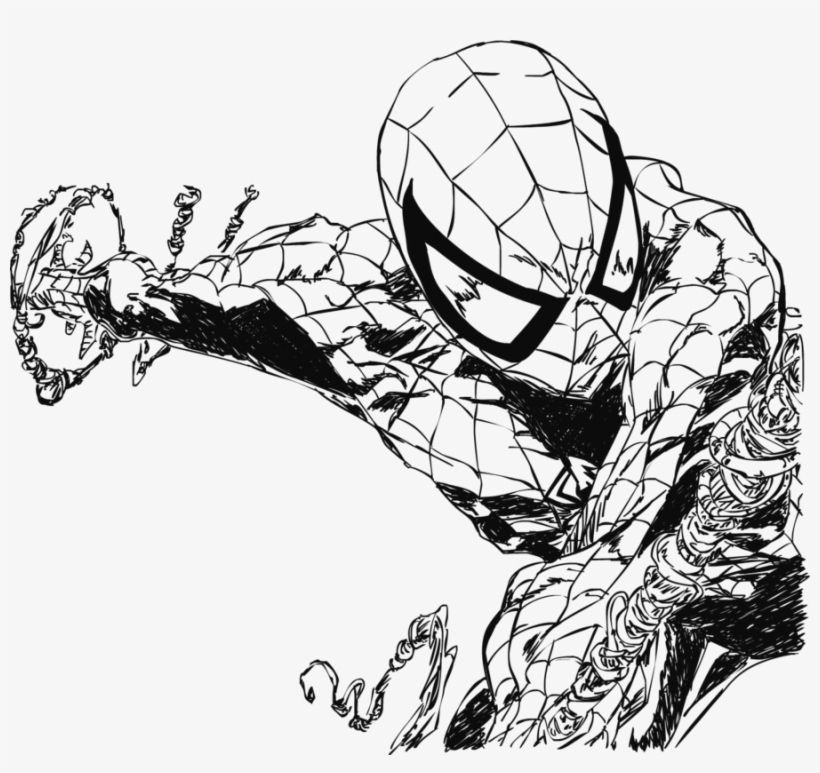Spiderman By Electric Spiderman Black And White Drawing 900x805 PNG Download PNGkit