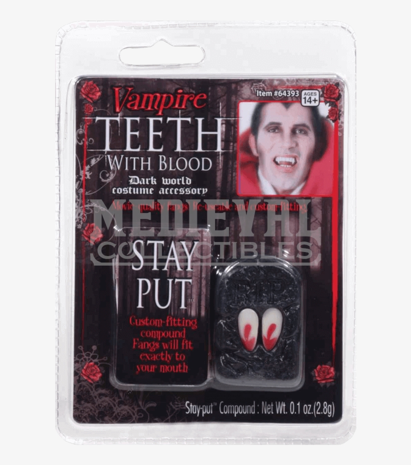 Bloodstained Vampire Fangs - Morris Costumes Fangs Vampire With Blood, Style Fm64393, transparent png