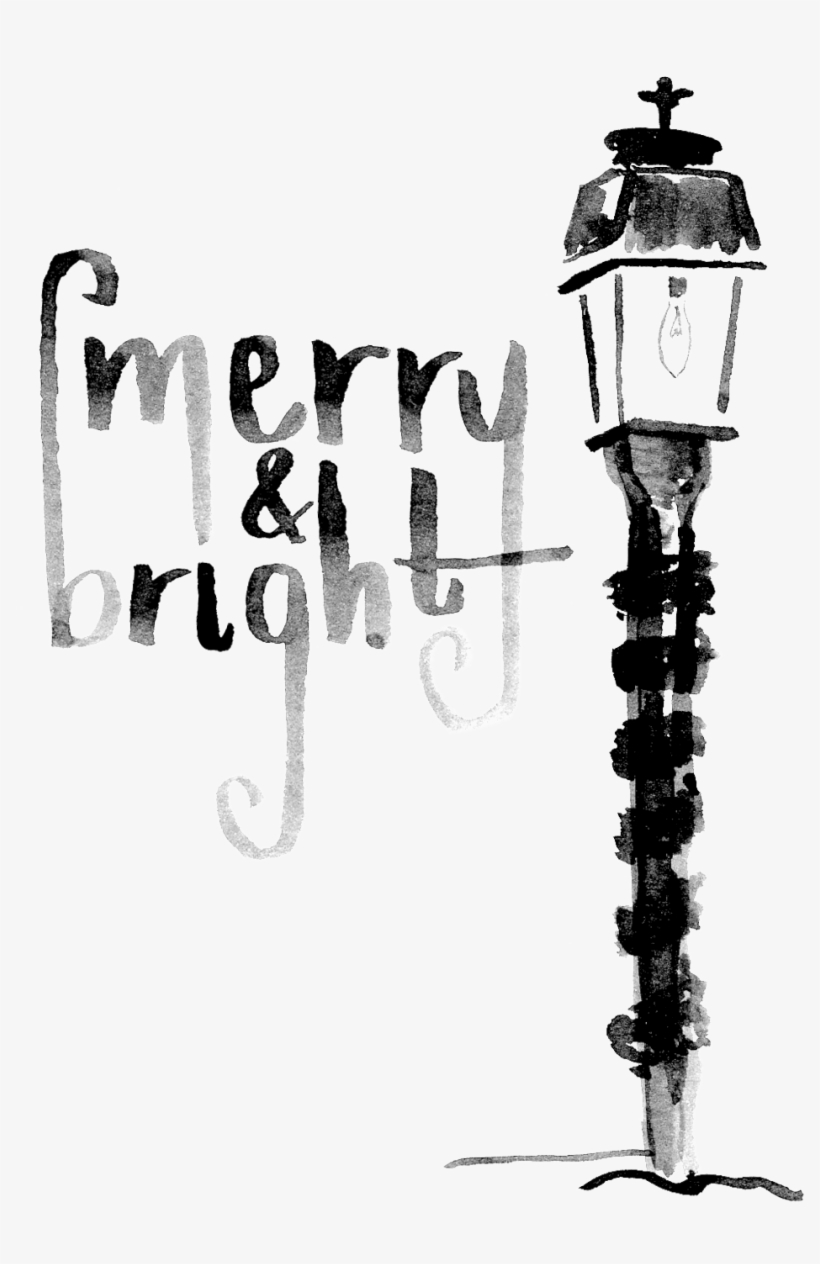 Merry Bright Streetlamp - Monochrome, transparent png