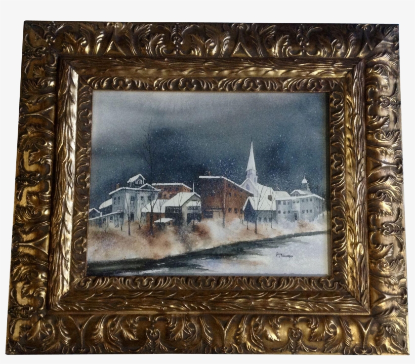 Kay Neumann Snowy Night City Landscape Watercolor Painting - Watercolor Painting, transparent png