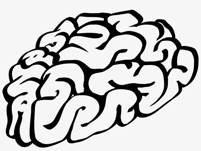 Project Ideas Brain Clipart - Brain Black And White Cartoon, transparent png