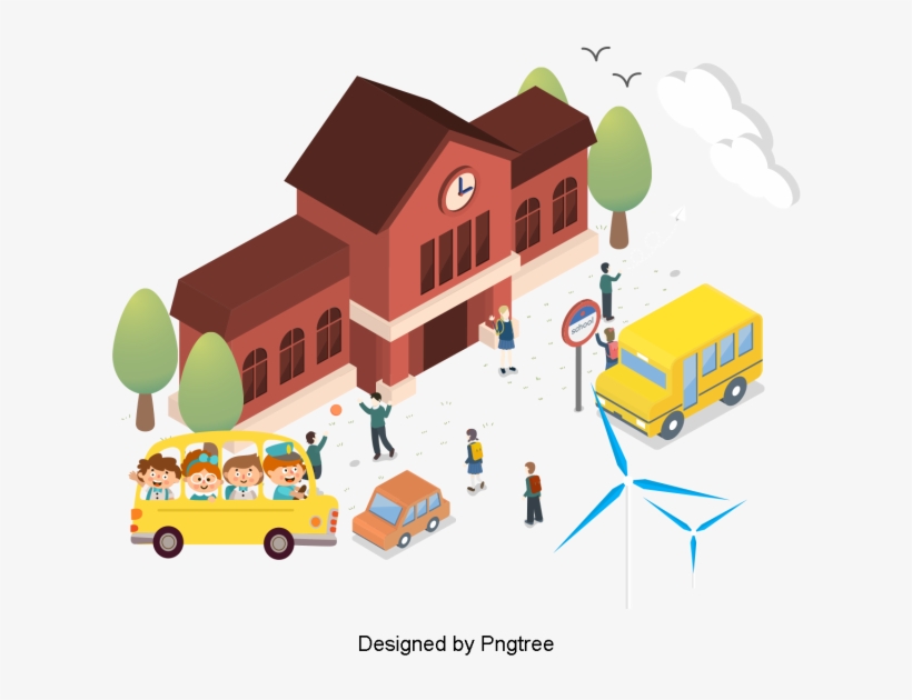 Beautiful Cool Cartoon Cute Students Go To School, - School, transparent png