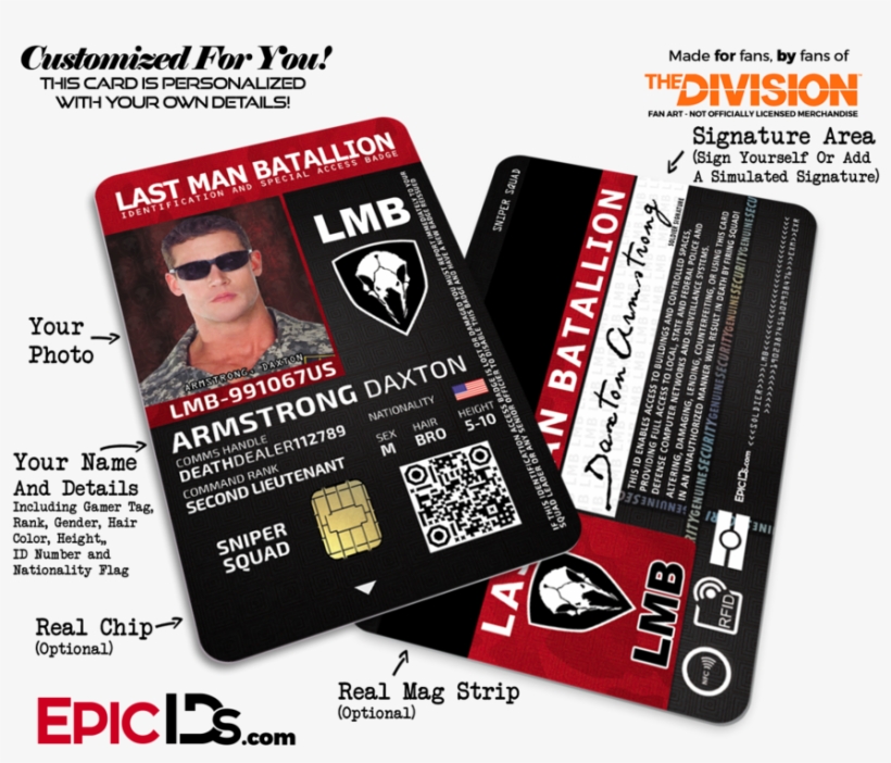 Last Man Batallion 'the Division' Soldier Id Badge - Breakfast Club Inspired Brian Johnson Student Id, transparent png