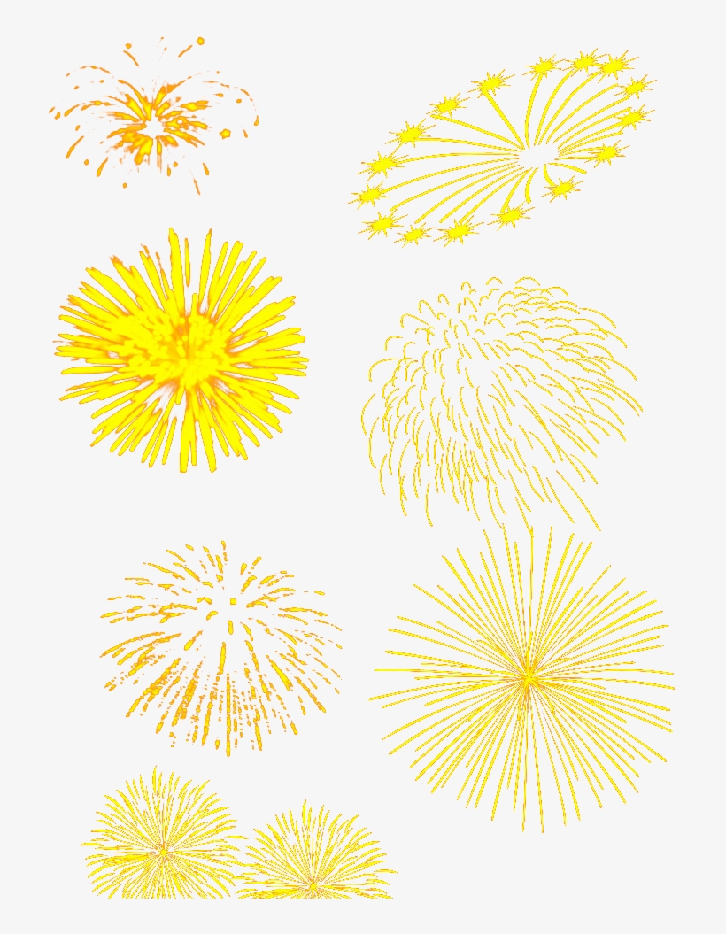 Floral Design Yellow Pattern Fireworks Set - New Years With Fireworks Holiday Cards, transparent png