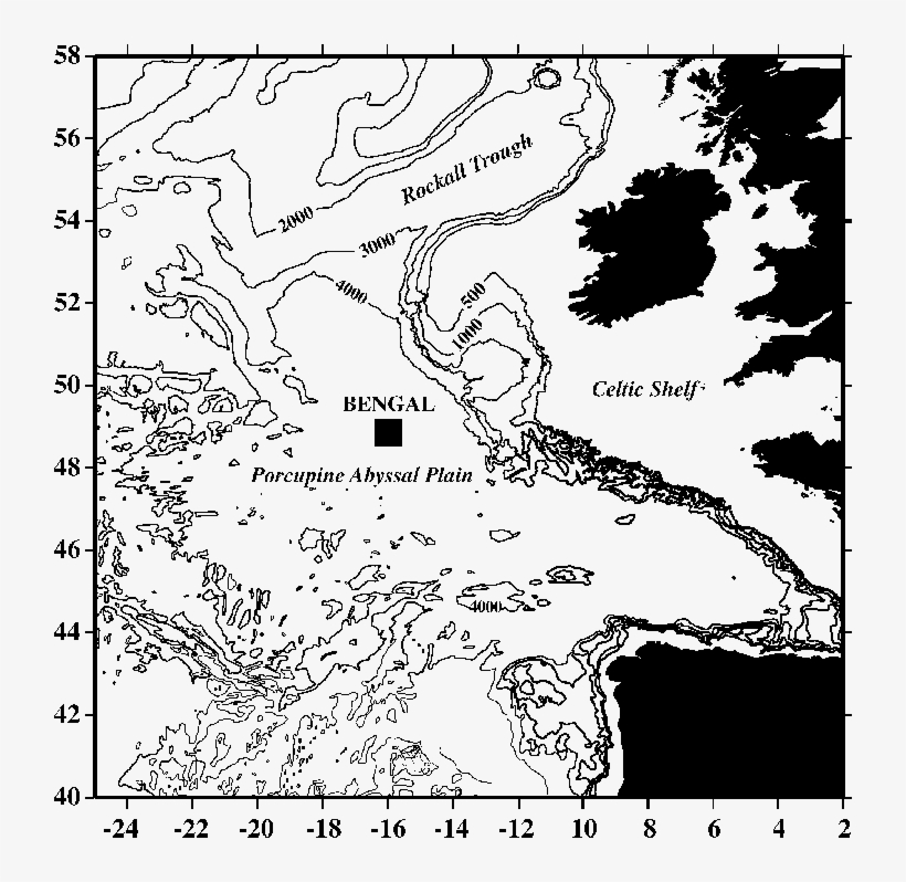 Bathymetric Chart Of The Porcupine Abyssal Plain Area - Map Of Uk, transparent png