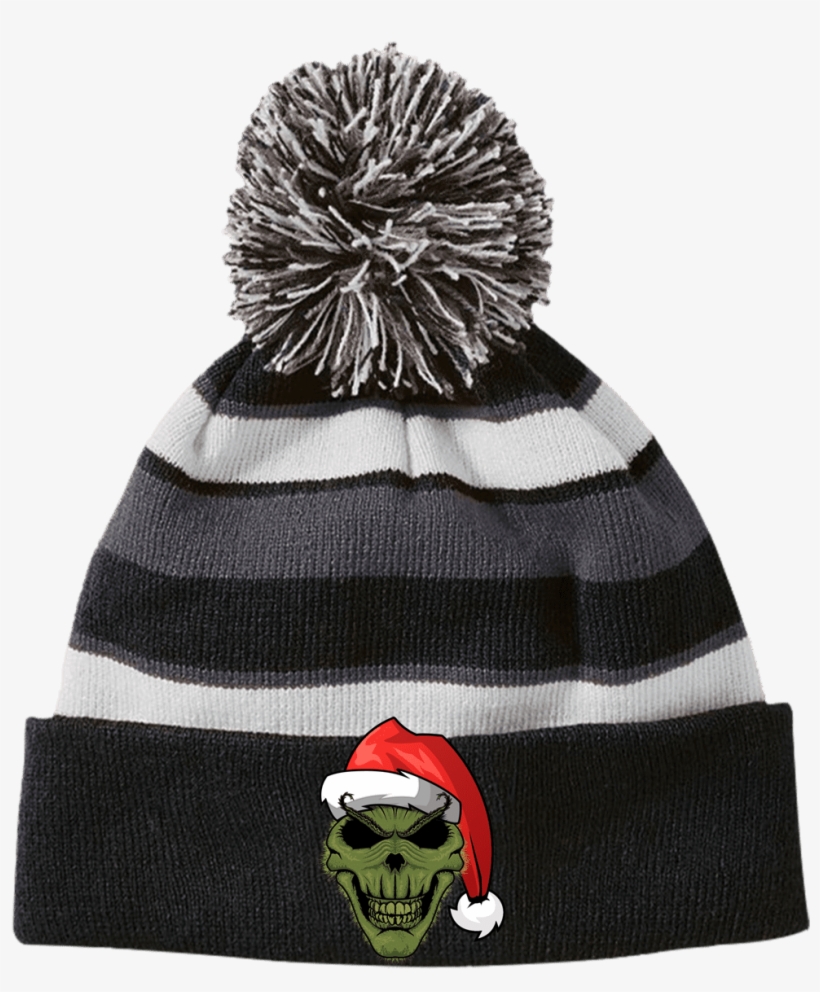 Grinch Striped Beanie With Pom, transparent png