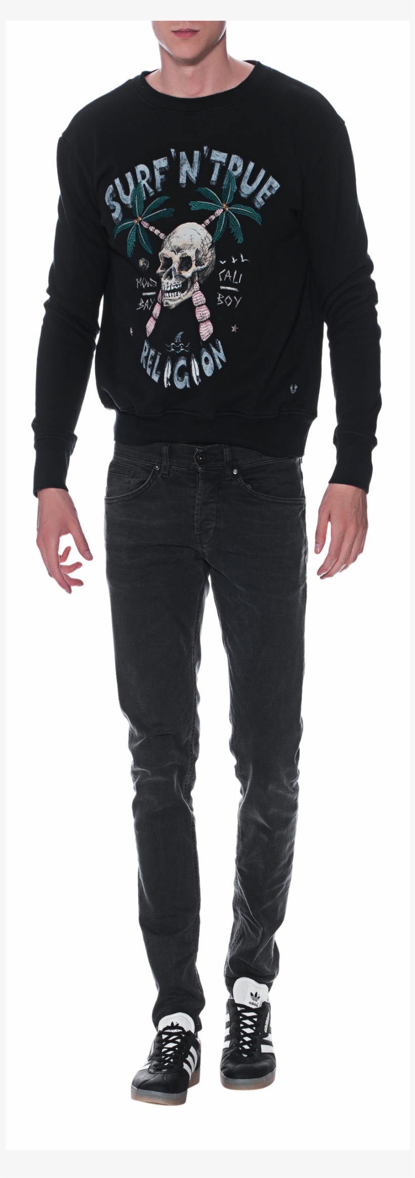 True Religion Surf Skull Black Cotton Sweatshirt With - True Religion Men's Surf Skull Sweatshirt, Schwarz, transparent png