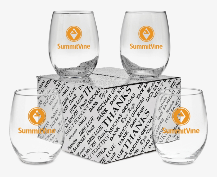 Thank You Set Of Four Stemless White Wine Glasses - Promotional 14 Oz. Executive D.o.f. Glasses Thank You, transparent png