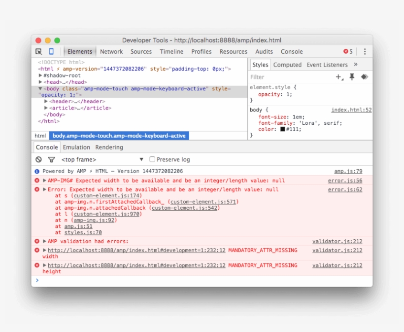 Amp Validation Errors In The Console, transparent png