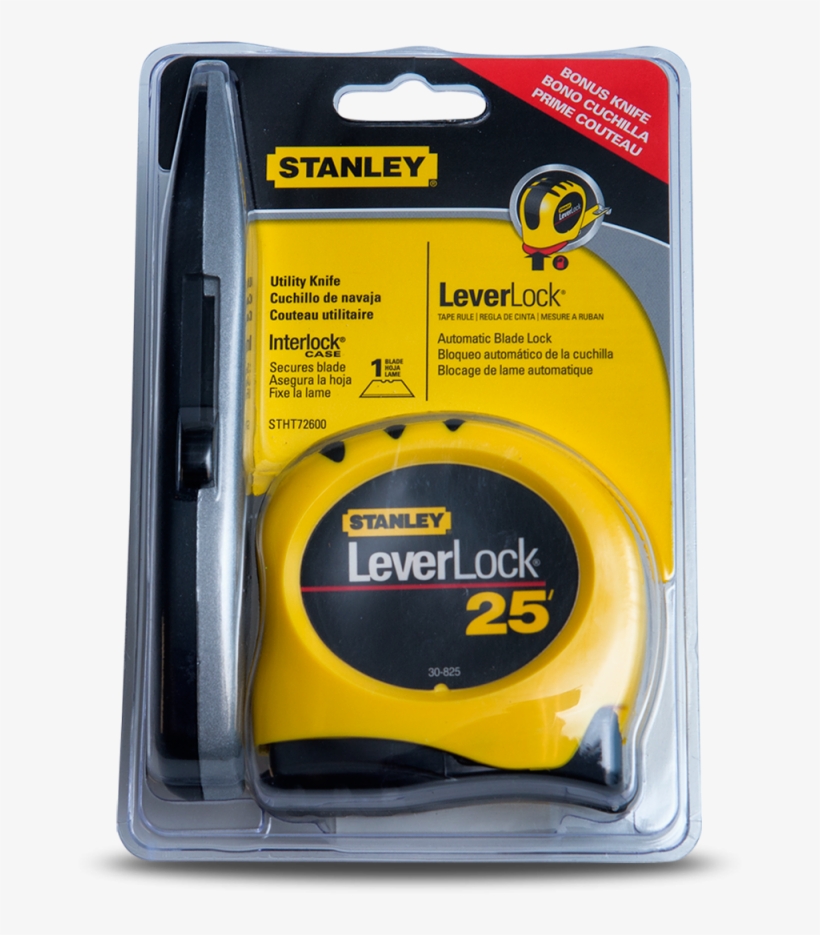 Clamshell Packaging Gallery - Black & Decker Stanley Leverlock Retractable Tape, transparent png