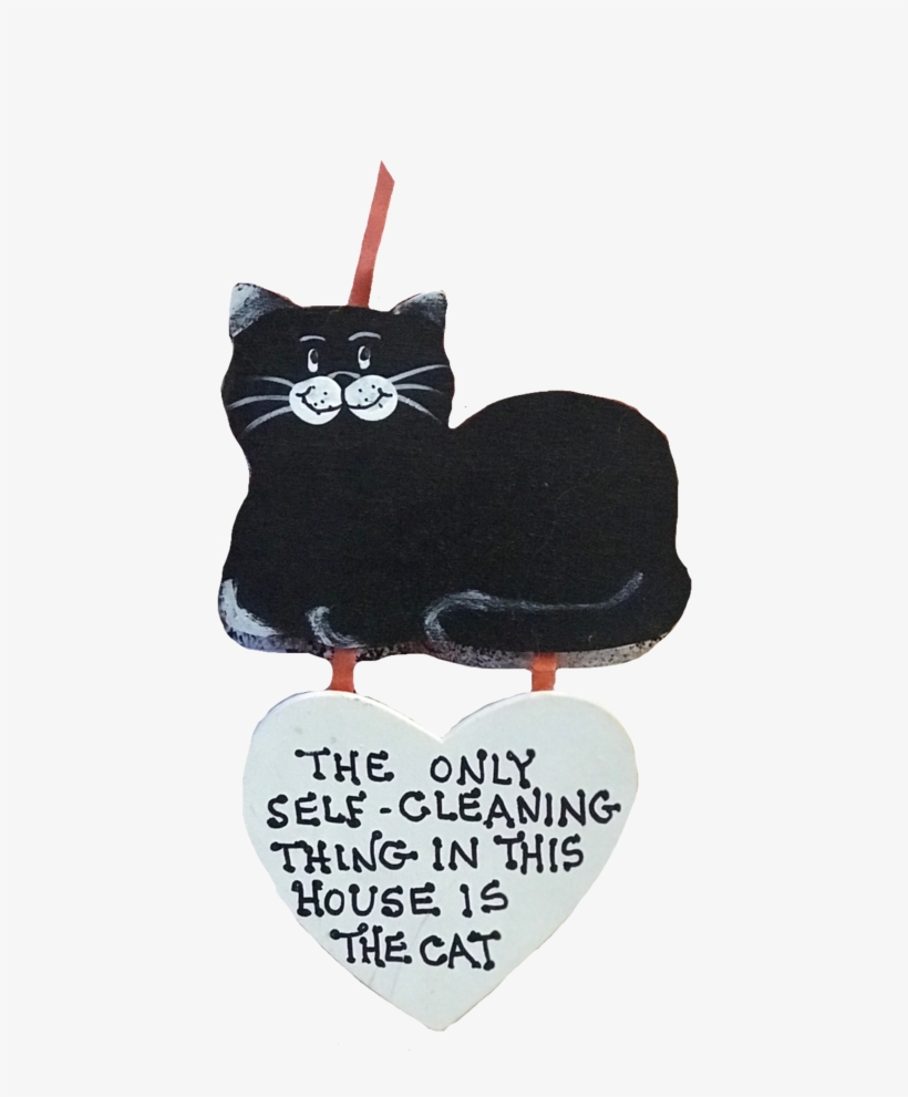 Decorative Wooden Cat Hanging Sign - Black Cat, transparent png
