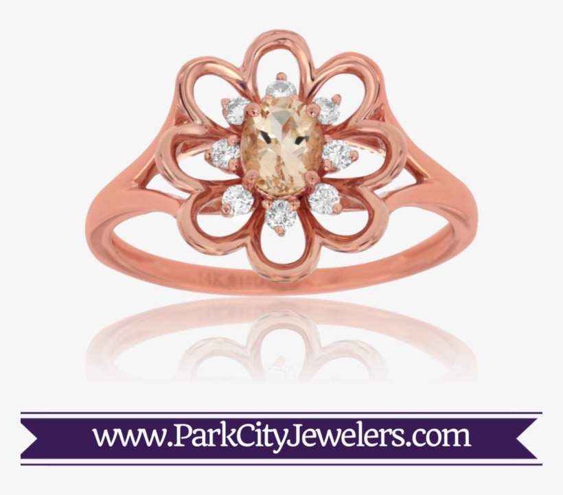 Diamond And Morganite Flower Ring - Elk Ivory And Diamond Ring, transparent png