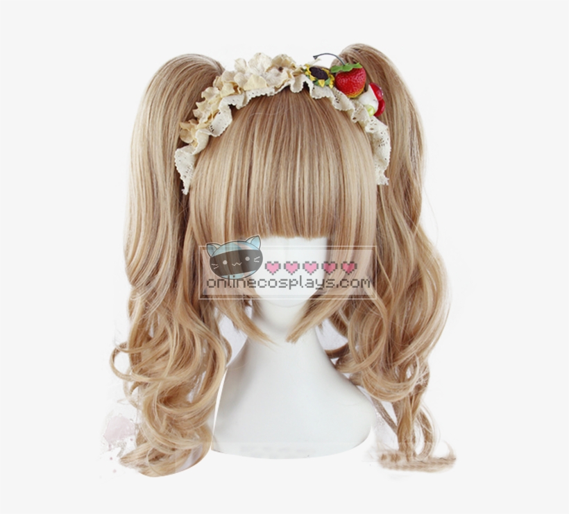 Honey Brown Lolita Double Pony Tail Curly Wig Oc2281 - Lolita Fashion, transparent png