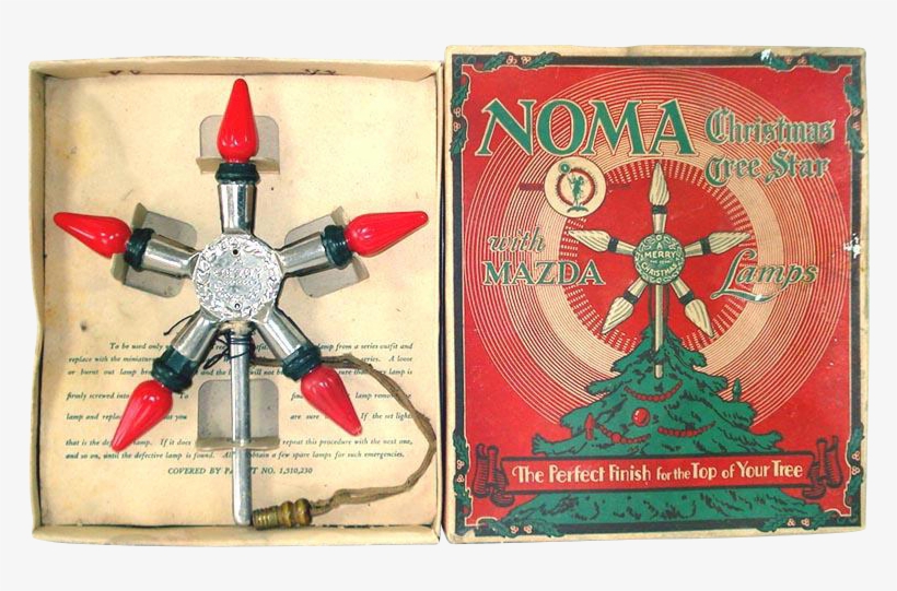 1920s Noma Lighted Metal Christmas Tree Star Topper, transparent png