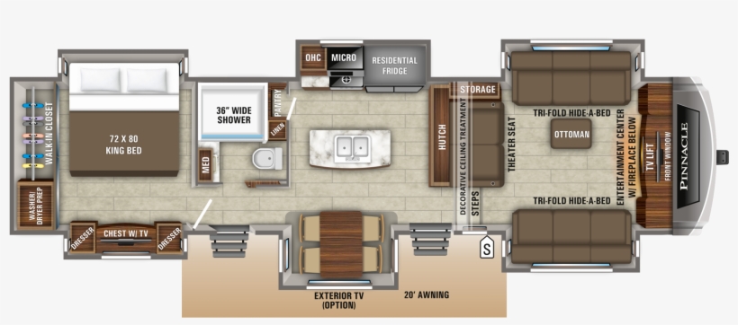 2019 Pinnacle 38flws Floorplan - Floor Plan, transparent png