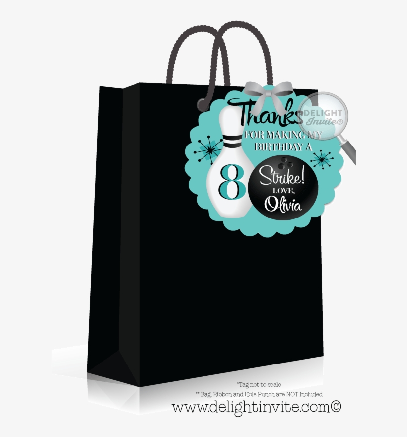 Retro Bowling Birthday Favor Tag - Greeting Card, transparent png