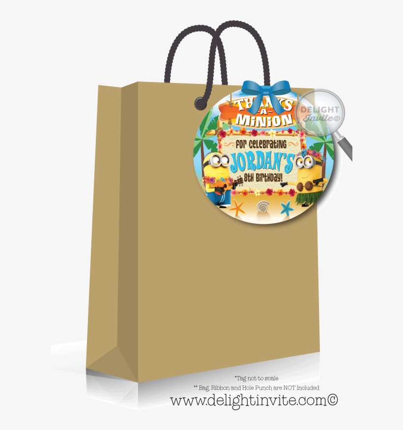 Luau Pool Party Minions Favor Tags - Birthday Goodie Bag Card, transparent png