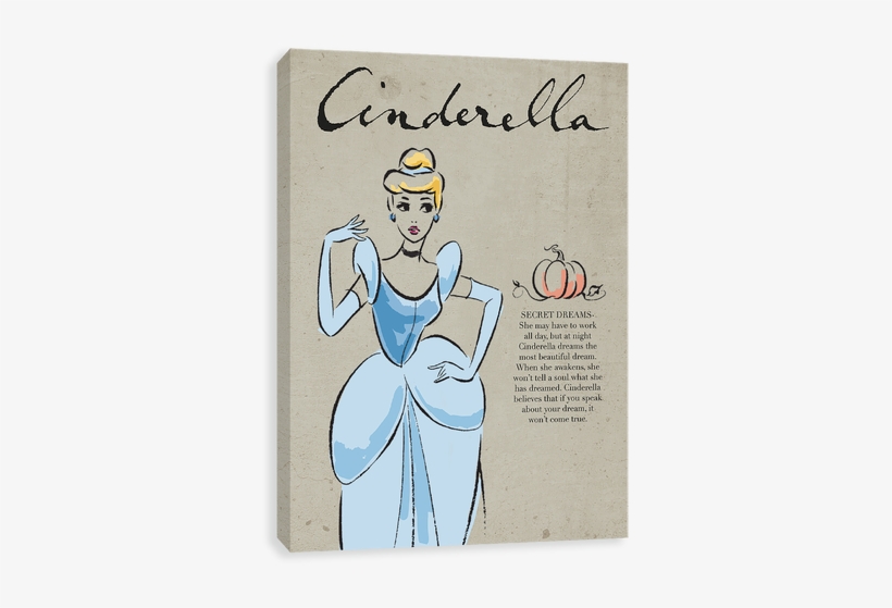 Cinderella Secret Dream - Disney Vintage Princess Canvas 16"x20" - Set, transparent png