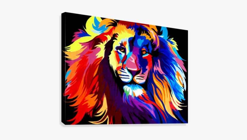 Lion Rainbow Canvas Print - Rainbow Lion Print, transparent png