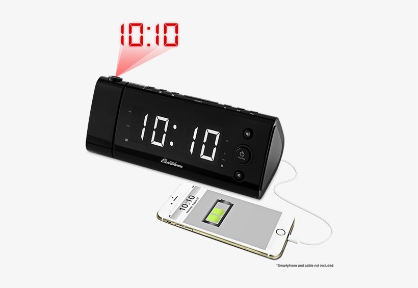 Usb Charging Projection Alarm Clock Radio - Electrohome Eaac475w Usb Charging Alarm Clock Radio, transparent png