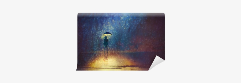 Lonely Woman Under Umbrella Lights In The Dark,digital - Art Of Employee Energy, transparent png